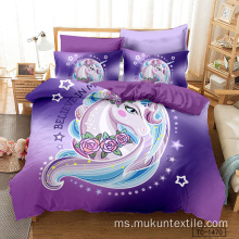 3D Digital Bedsheet Cetak Duvet Cover Bedding Set